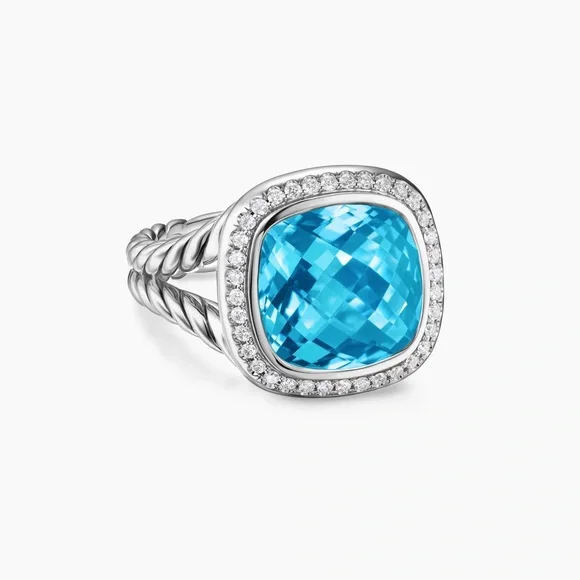 Authentic David Yurman Albion 11mm Blue Topaz Ring